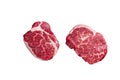 Raw Fillet Mignon tenderloin steaks. Isolated on white background. Royalty Free Stock Photo