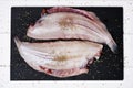 Raw filleted common sole