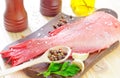 Raw fish on board Royalty Free Stock Photo