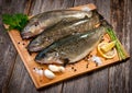 Raw fish (brown trout) Royalty Free Stock Photo