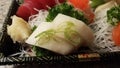 raw fish Japanese sushi tuna salmon healthy Royalty Free Stock Photo