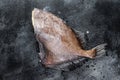 Raw fish John Dory. Black background. Top view