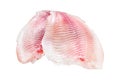 Raw fish telapiya Isolated on white background. Top view.