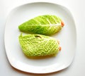 Raw food diet concept with fresh cabbage wraps Royalty Free Stock Photo