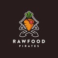 Raw food logo, carrot tomato pirates icon