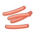 Raw frankfurter sausage. Vector color vector illustration. Icon isolated on white Royalty Free Stock Photo