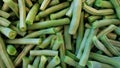 Raw french beans known also as haricot vert, cleaned and cut in short segments