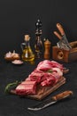 Raw fresh beef short ribs on cutting board Royalty Free Stock Photo