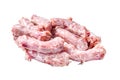 Raw fresh chicken neck meat. Isolated on white background, Top view. Royalty Free Stock Photo