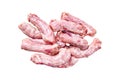 Raw fresh chicken neck meat. Isolated on white background, Top view. Royalty Free Stock Photo