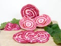 Fresh cutting Chioggia beets Royalty Free Stock Photo