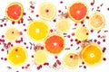 Raw fresh citruses, cranberry and spices Royalty Free Stock Photo