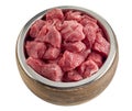 Raw fresh diced beef pet food for dogs and cats