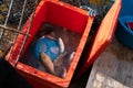 Raw and fresh fish in the fisherman`s boat to be sold to the customers in Semporna, Sabah