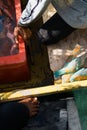 Raw and fresh fish in the fisherman`s boat to be sold to the customers in Semporna, Sabah