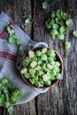 Raw fresh half cutted brussel sprouts