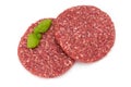 Raw fresh hamburger meat isolated on white.