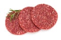 Raw fresh hamburger meat on white.