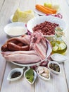 Ingredients for cooking a Portuguese feijoada