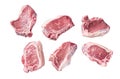 Raw fresh lamb loin chops cutlets. Isolated on white background, top view. Royalty Free Stock Photo