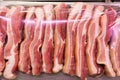 Raw fresh meat, beef or pork in supermarket. Royalty Free Stock Photo