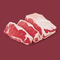 Raw fresh meat marble beef steak vector isolated on white. Fresh meat icon