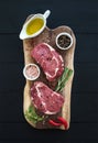 Raw fresh meat Ribeye steak entrecote and