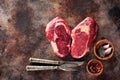 Raw fresh meat Ribeye Steak heart shape Royalty Free Stock Photo