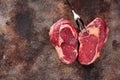 Raw fresh meat Ribeye Steak heart shape Royalty Free Stock Photo