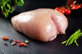 Raw and fresh meat. Whole chicken breast uncooked and uncut Royalty Free Stock Photo