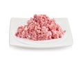 Raw fresh minced meat on plate isolated on white background Royalty Free Stock Photo