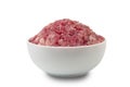 Raw fresh minced pork meat in white bowl isolated on white background with clipping path Royalty Free Stock Photo