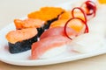 Raw and fresh nigiri sushi