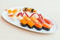 Raw and fresh nigiri sushi Royalty Free Stock Photo