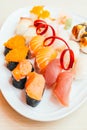 Raw and fresh nigiri sushi Royalty Free Stock Photo