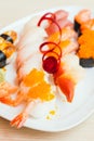 Raw and fresh nigiri sushi Royalty Free Stock Photo