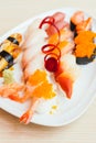 Raw and fresh nigiri sushi Royalty Free Stock Photo