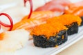 Raw and fresh nigiri sushi Royalty Free Stock Photo