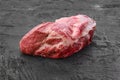 Raw fresh pork leg joint meat on black