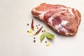 Raw fresh pork shoulder with spices Royalty Free Stock Photo