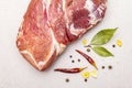 Raw fresh pork shoulder with spices Royalty Free Stock Photo