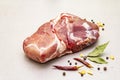 Raw fresh pork shoulder with spices Royalty Free Stock Photo