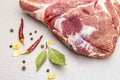 Raw fresh pork shoulder with spices Royalty Free Stock Photo