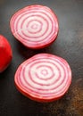 Raw fresh red striped chioggia beet root