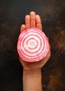 Raw fresh red striped chioggia beet root