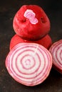 Raw fresh red striped chioggia beet root