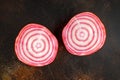 Raw fresh red striped chioggia beet root