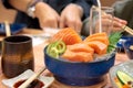 Raw and fresh salmon sashimi sliced Royalty Free Stock Photo