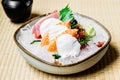 Raw and fresh sashimi set with salmon and tuna fish meat Royalty Free Stock Photo