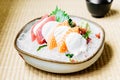 Raw and fresh sashimi set with salmon and tuna fish meat Royalty Free Stock Photo